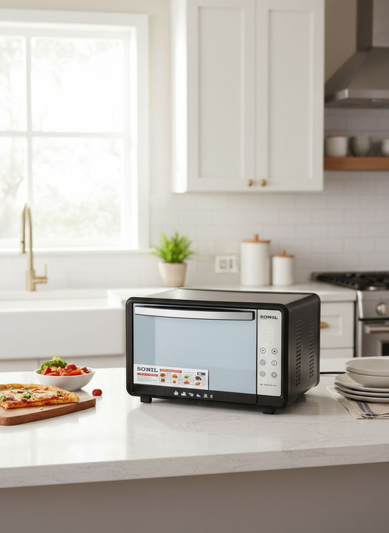 آون توستر دوسینی 40 لیتری دیجیتالی دوالمنت تایمردار دارای جوجه گردان سونیل SONIL TH640 با گارانتی کتبی شرکتی