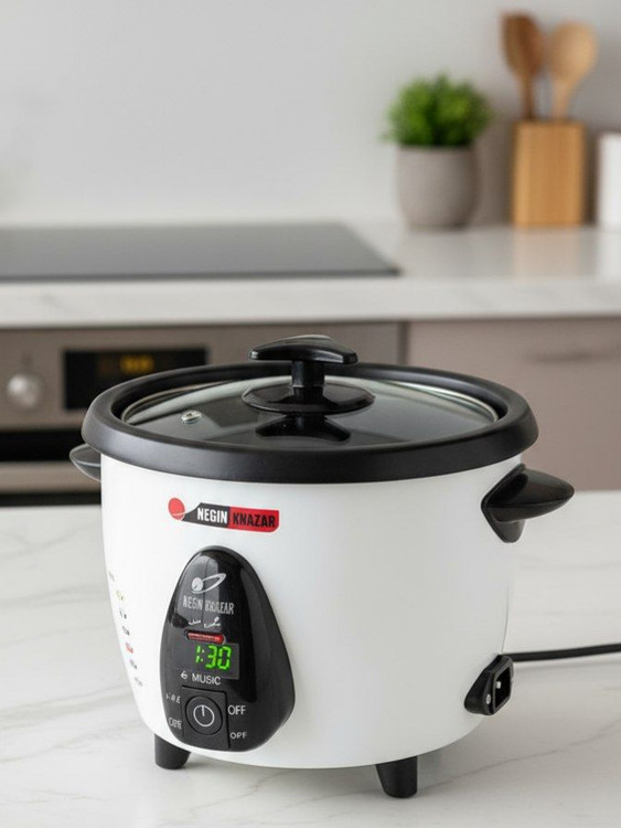 پلوپز کیک پز 4 نفره تایمردار نگین خزر موزیکال با گارانتی کتبی شرکتی