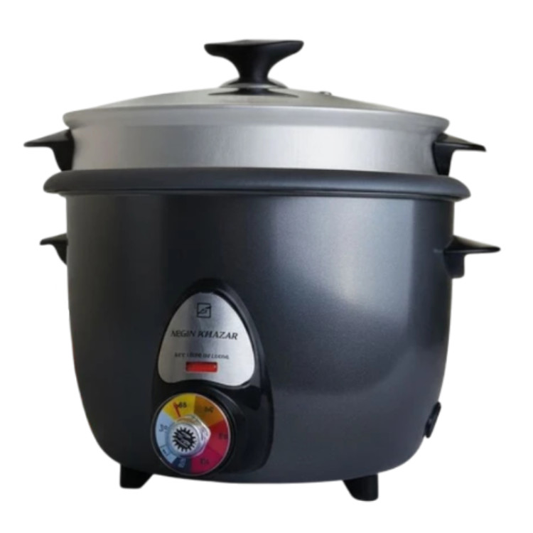 پلوپز بخارپز کیک پز سه کاره 12 نفره تایمردار موزیکال نگین خزر با گارانتی کتبی شرکتی